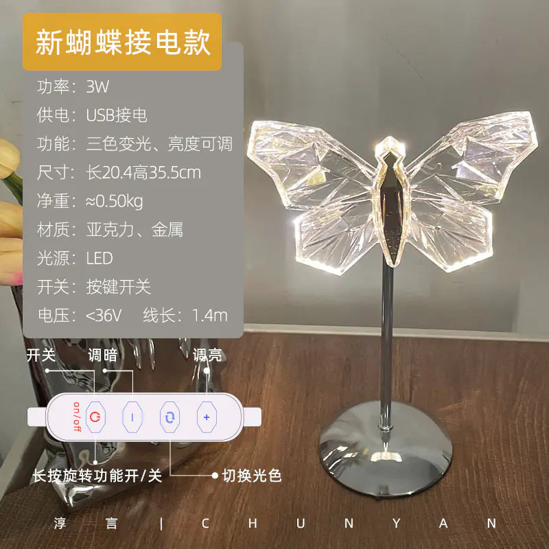 USB LED Crystal Night Light for Bedroom Decor