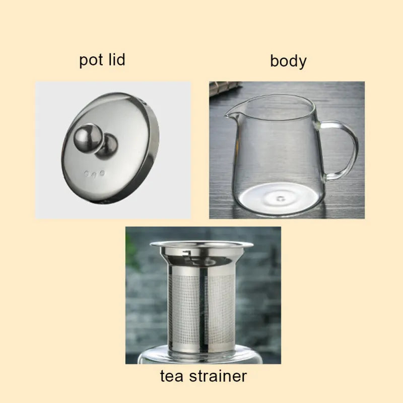 Heat Resistant Clear Glass Teapot Jug With Infuser Coffee Tea Leaf Herbal Pot