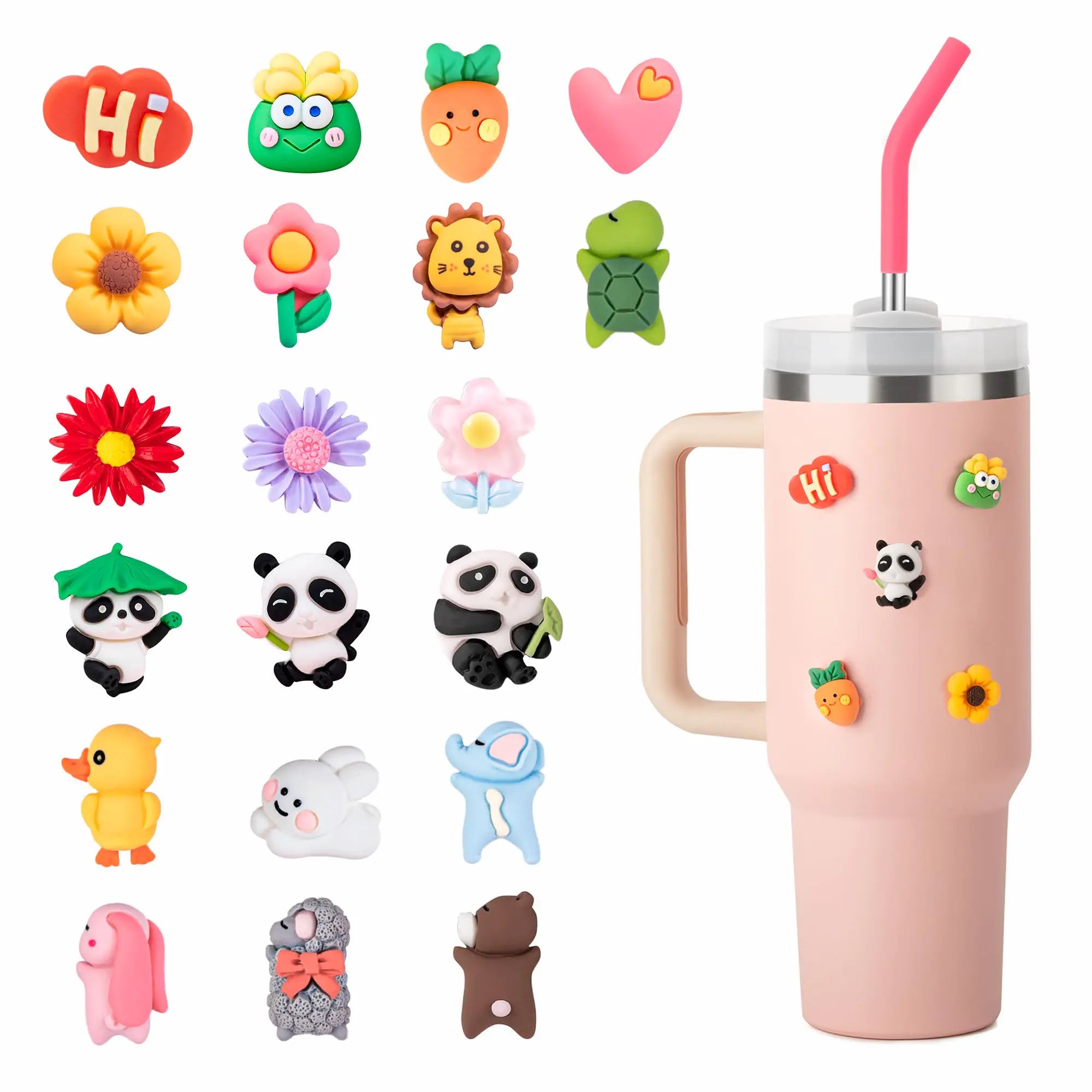 Prurex 20 Pcs 3D Stickers Accessories for Stanley Cup Tumbler