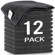 Microfiber Cleaning Cloths – 12 Pack, Lint-Free, Reusable (11.8"x11.8", Grey)