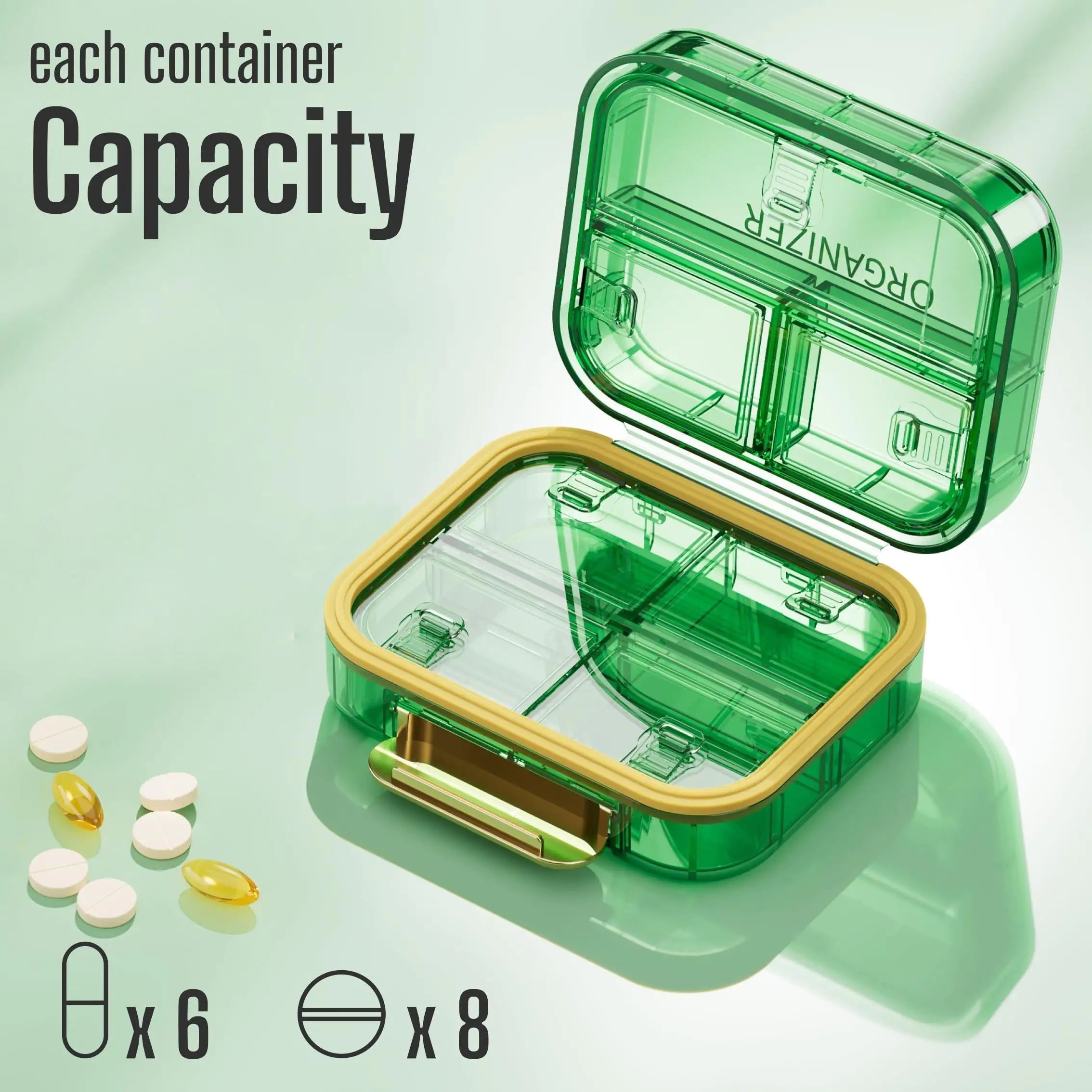 Weekly Pill Organizer – 7 Compartments (Green)