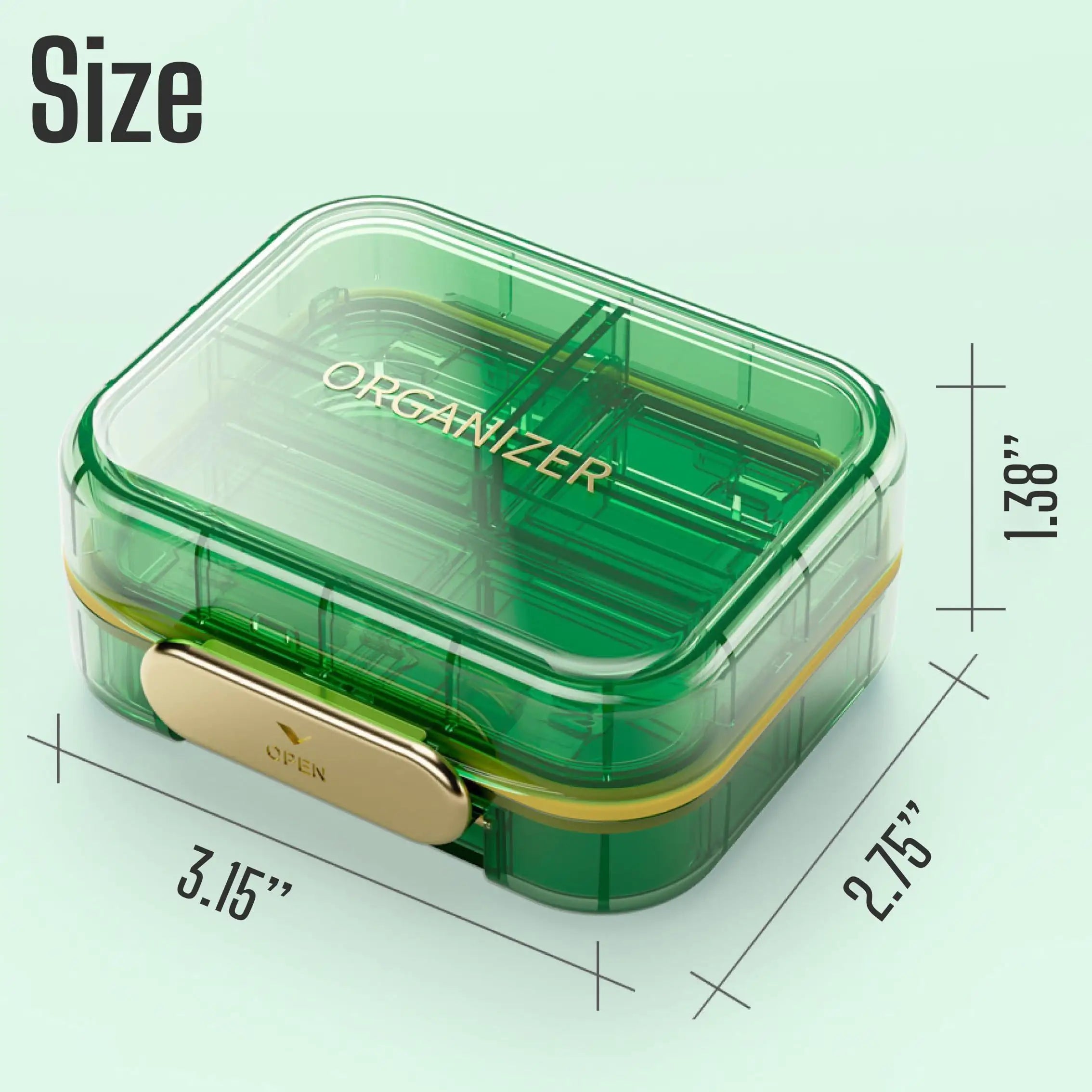 Weekly Pill Organizer – 7 Compartments (Green)