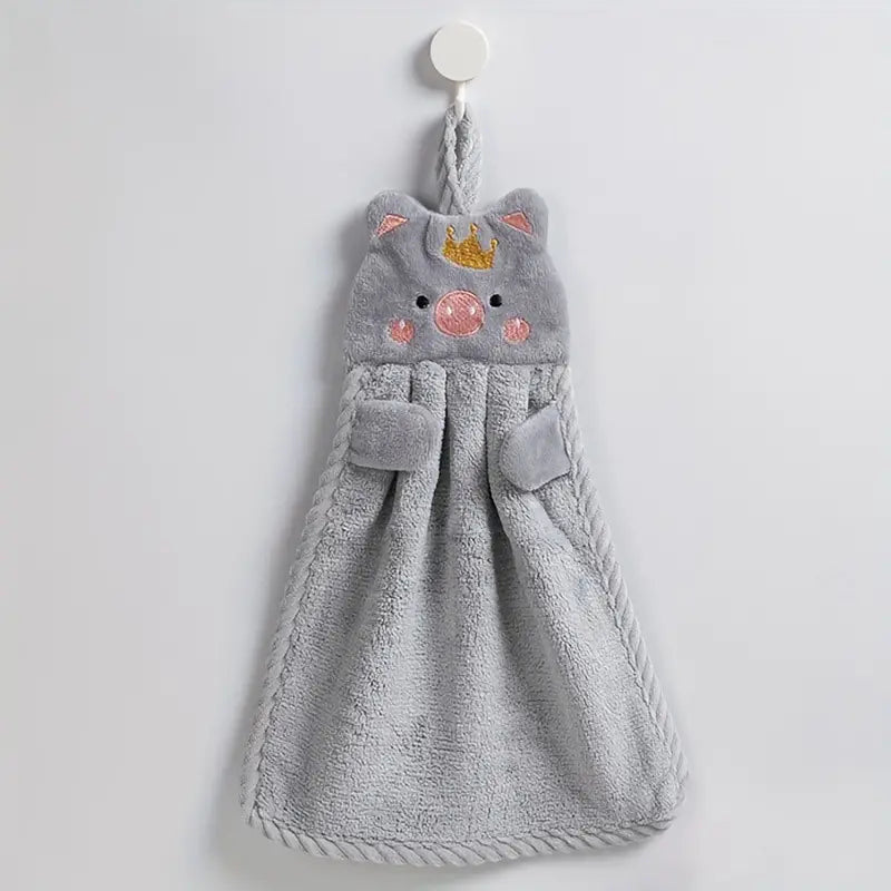 Cartoon Piggy Fingertip Towel - Soft Microfiber Hand Towel