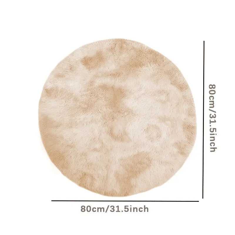 Round Plush Carpet Mat for Living Room Decor (31.5in)