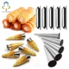 6/12/24pcs Kitchen Stainless Steel Baking Cones Horn Pastry Roll Cake Mold Spiral Baked Croissants Tubes Cookie Dessert Tool ZXH