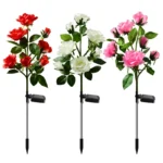 7Head LED Solar Simulation Rose lilies Flower LED Light Garden Yard Lawn Night Lamp Landscape Garden Home Decoration Flowers